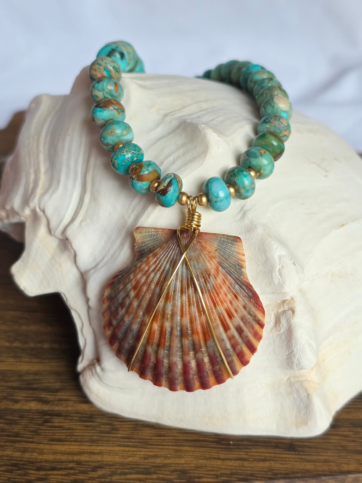 The Ronnie--African Turquoise & Scallop