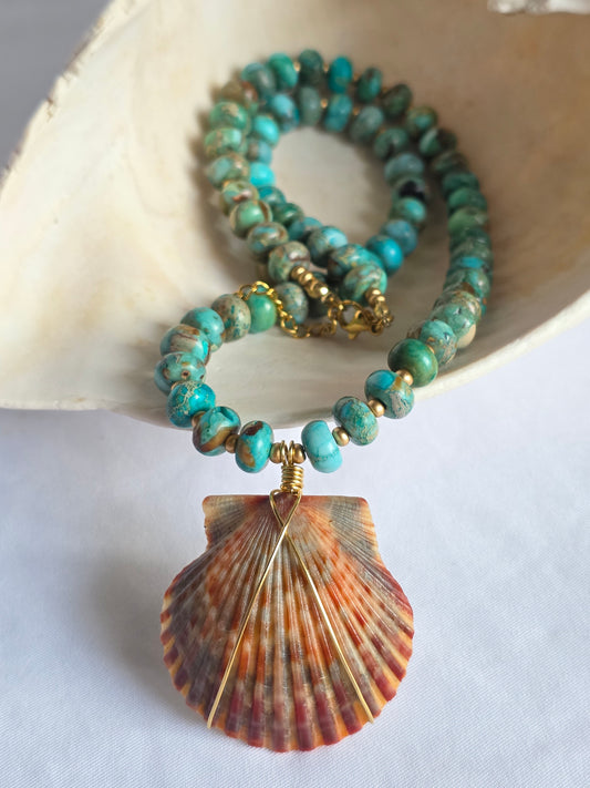 The Ronnie--African Turquoise & Scallop
